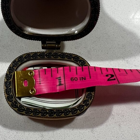 Limoges Style Vintage Porcelain Hinged Trinket Box Bow Closure Purple Silhouette - Picture 10 of 13